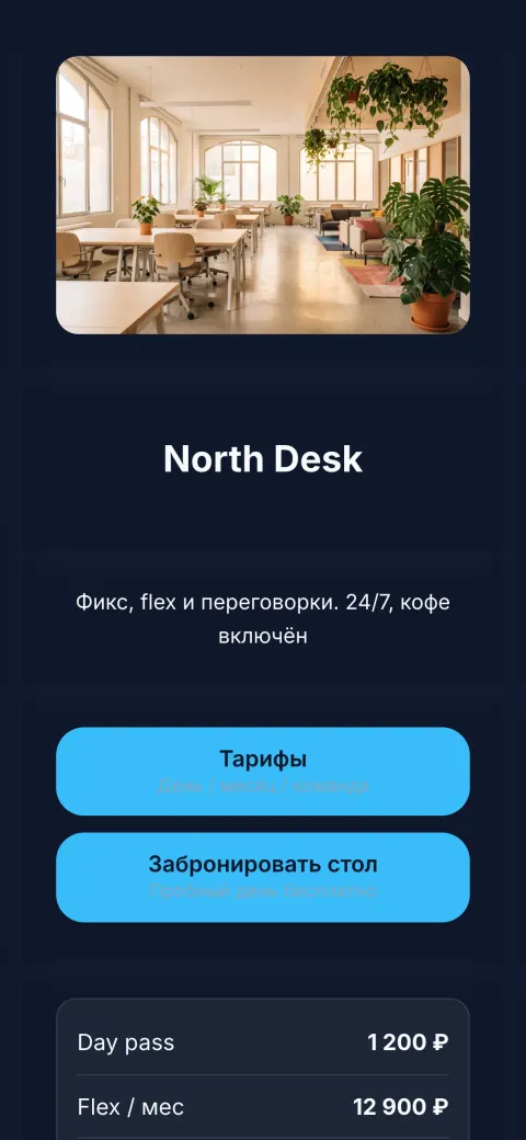 Шаблон «Коворкинг»